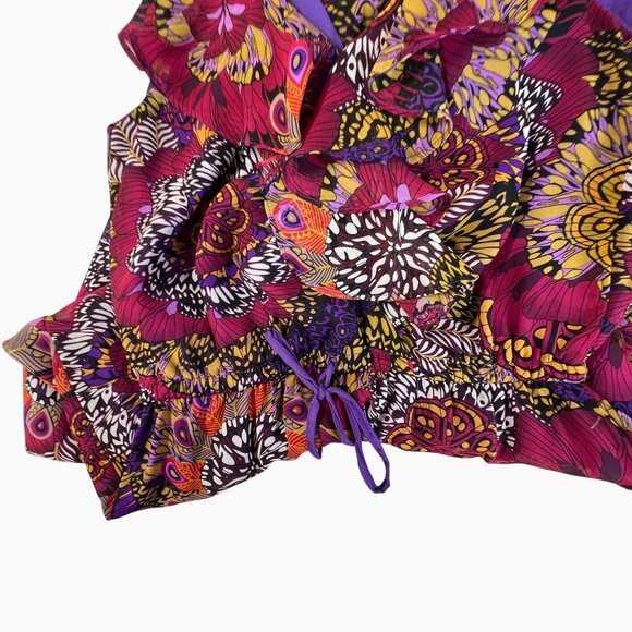 Pure Sugar XS Multicolor Boho Flowy Chiffon Floral Maxi Dress Ruffles Tie Waist - Picture 9 of 11